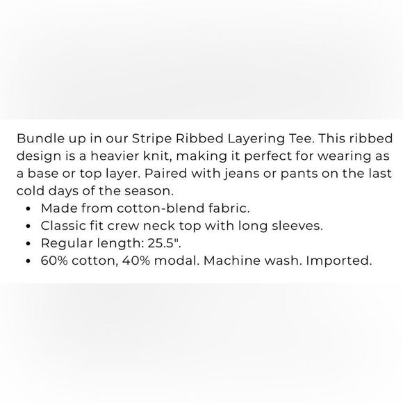 Chico’s SZ 0 striped long sleeve top - Picture 11 of 12